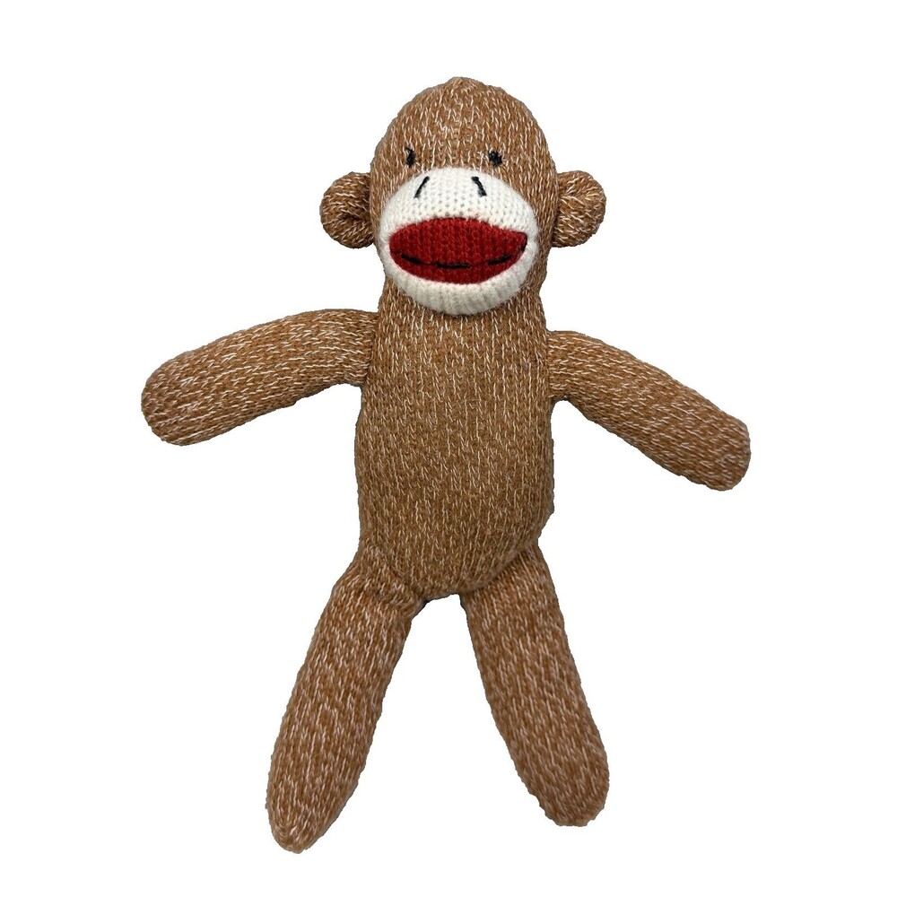 Sock Monkey Squeaker Toy for Small Dogs by Dan Dee Stuffed Soft Knit